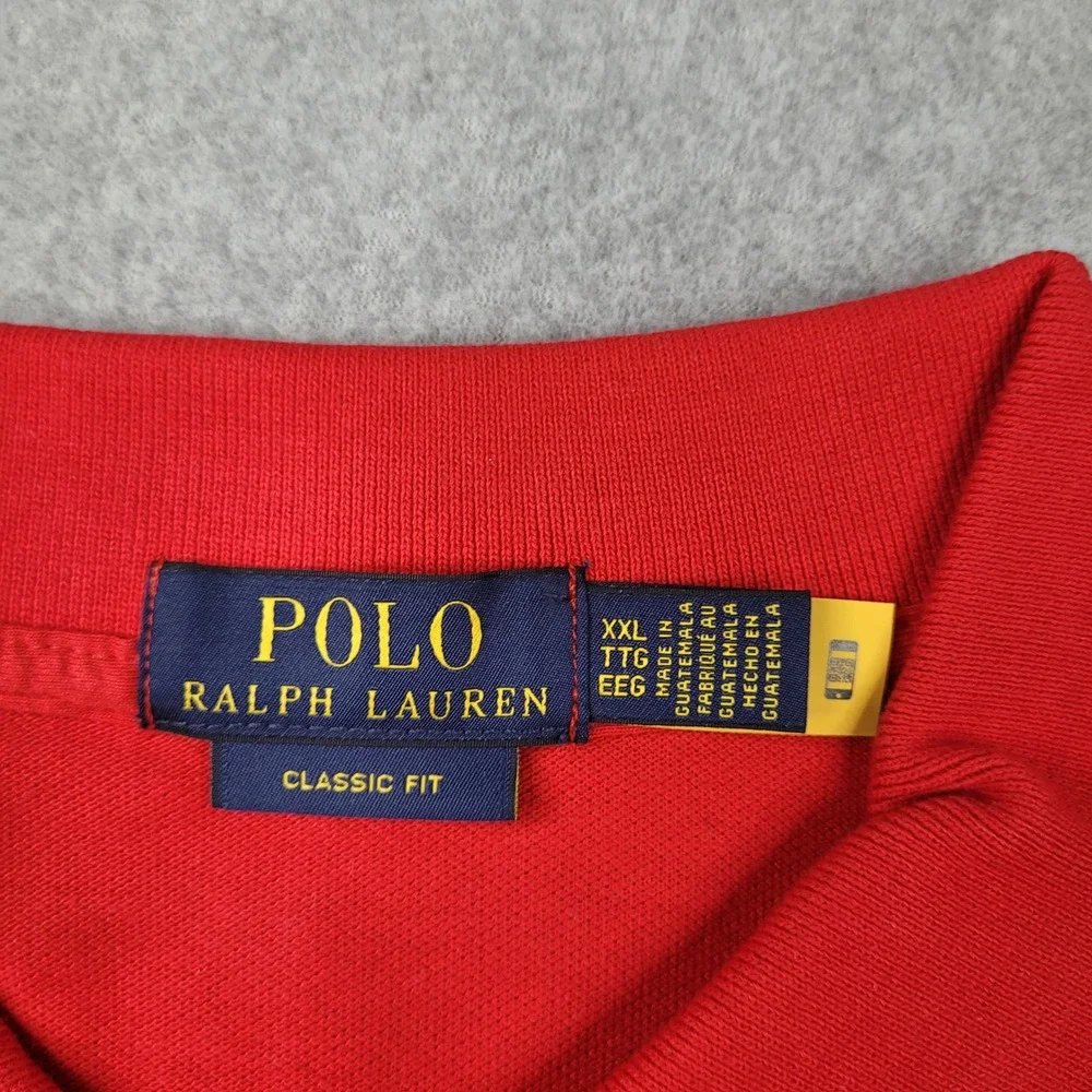 Polo Ralph Lauren Polo Shirt Mens XXL Red Classic Fit Short Sleeve Pique